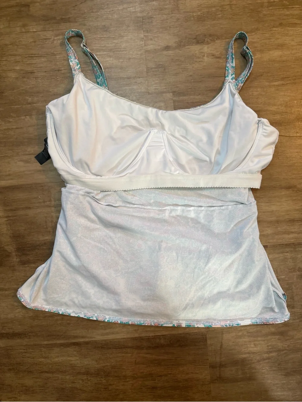 Coco Reef Turquoise & Coral Ruffle Tankini Top